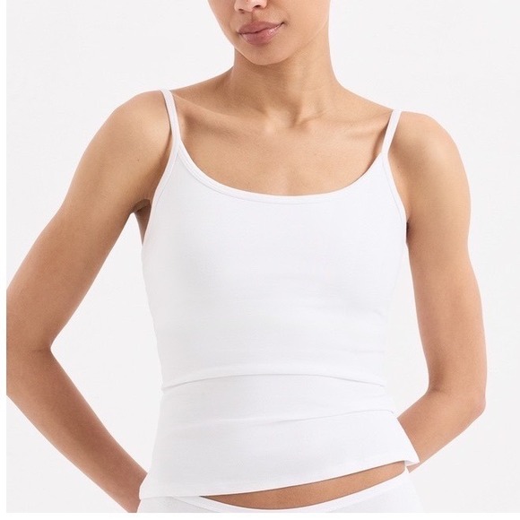 Pact Tops - Pact Camisole Women L White Organic Cotton Stretch Adjustable Strap Tank Top